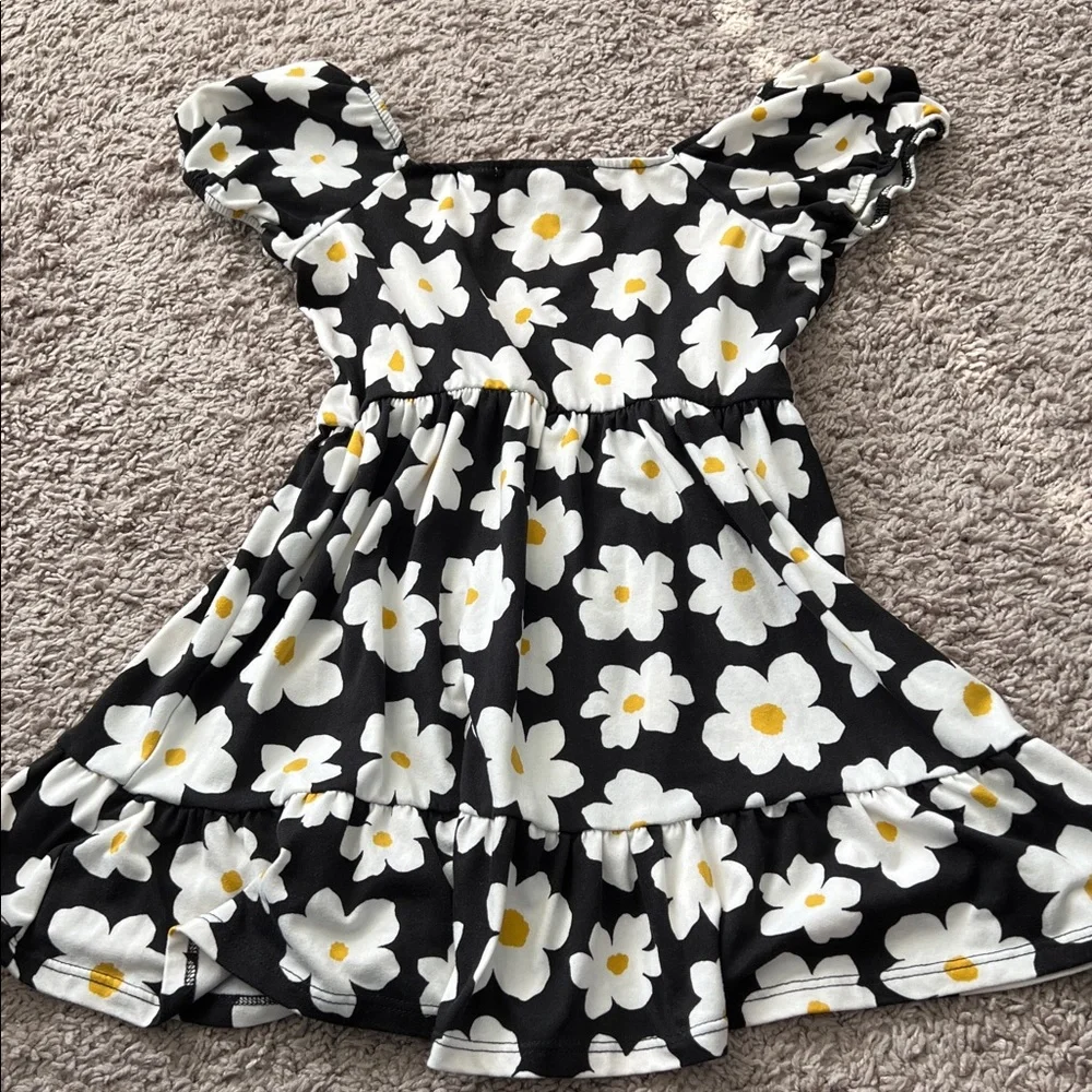Love Squared Girls Vintage Black Floral Daisy Dress
